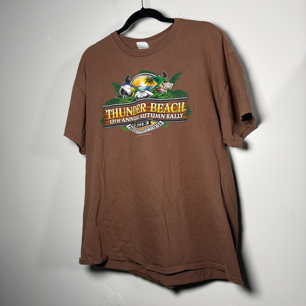 Thunder Beach 2013 Autumn Rally T-Shirt Mens Large Brown Panama City Beach